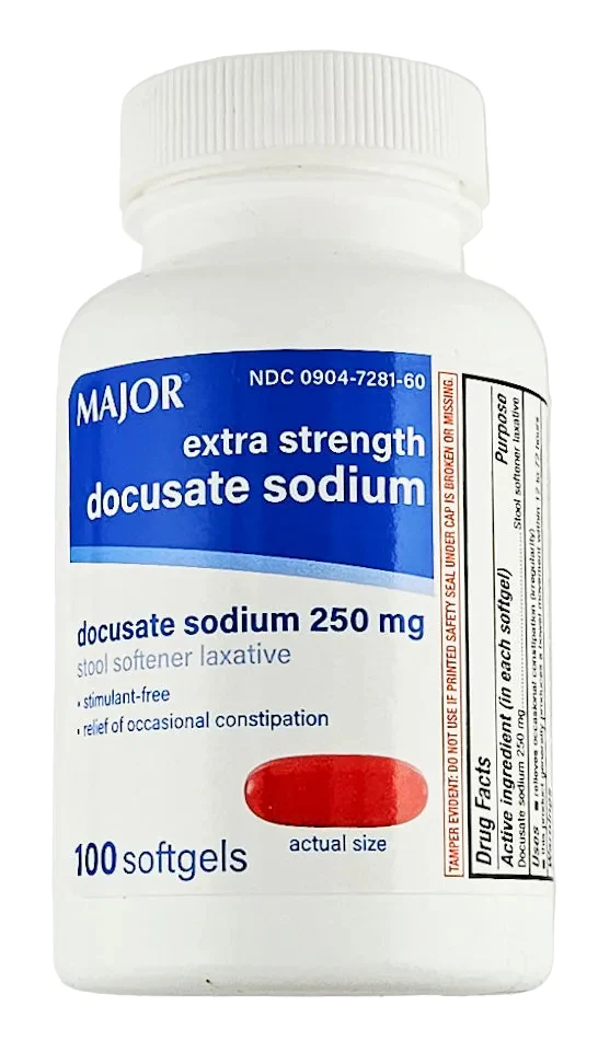 Docusate Sodium Bottle — prescription drug image